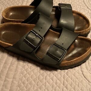 Birkenstock Black and Brown Leather Sandals